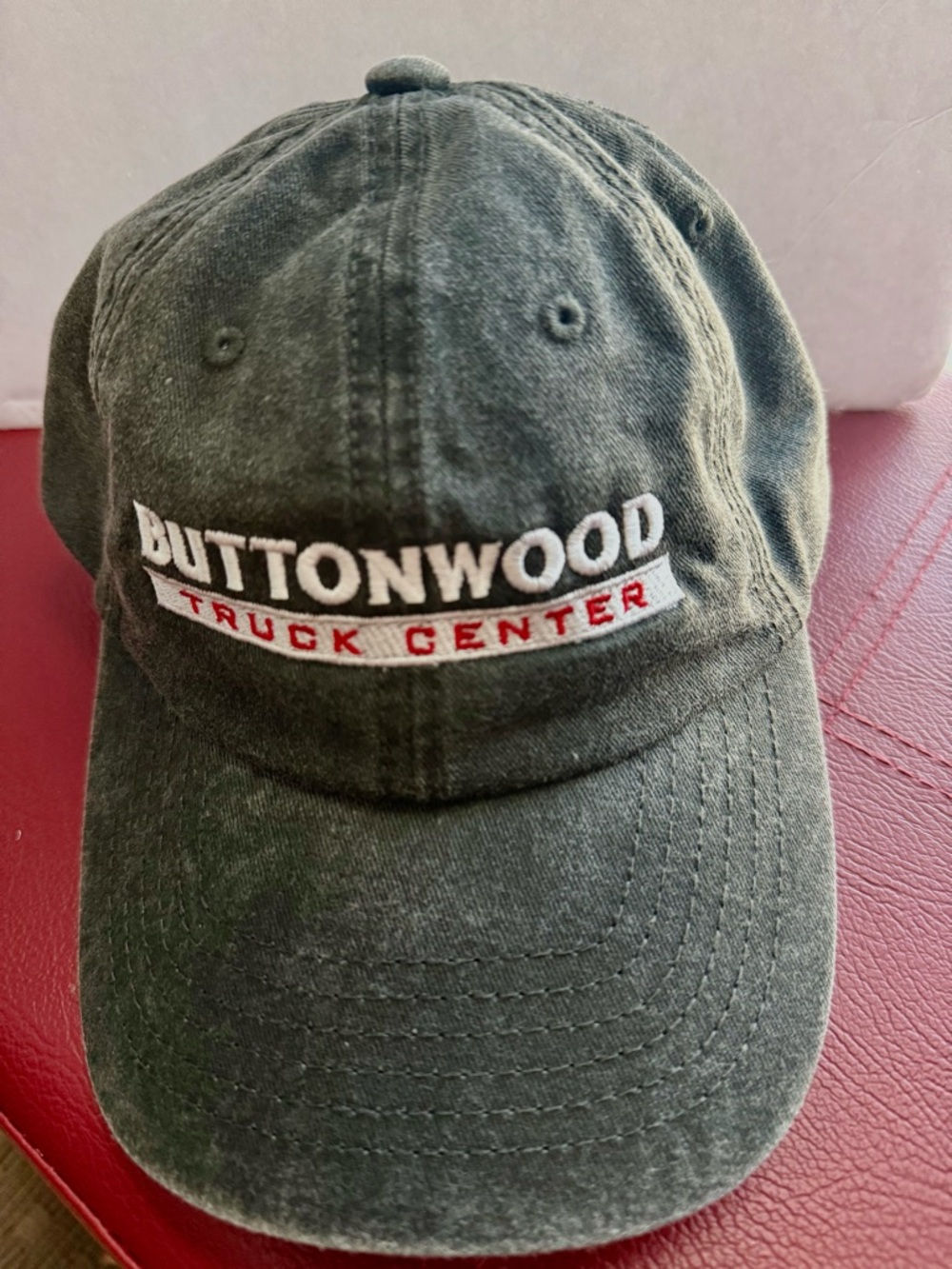 Buttonwood Truck Center Embroidered Dad Logo Cap Gray Stonewashed Cotton